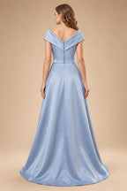 A-Line Chiffon V-Neck Short Sleeve Mother of the Bride Dresses Floor-Length with Sequin Appliques (SHI22500297)