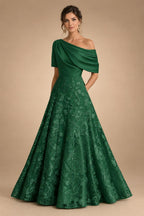 A-Line Floor Length One Shoulder Long Mother of the Bride Dresses with Lace (SHI22500179)
