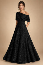 A-Line Floor Length One Shoulder Long Mother of the Bride Dresses with Lace (SHI22500179)