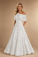 A-Line Floor Length One Shoulder Long Mother of the Bride Dresses with Lace (SHI22500179)