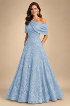 A-Line Floor Length One Shoulder Long Mother of the Bride Dresses with Lace (SHI22500179)