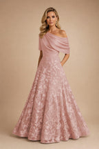 A-Line Floor Length One Shoulder Long Mother of the Bride Dresses with Lace (SHI22500179)