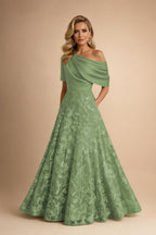 A-Line Floor Length One Shoulder Long Mother of the Bride Dresses with Lace (SHI22500179)