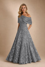 A-Line Floor Length One Shoulder Long Mother of the Bride Dresses with Lace (SHI22500179)