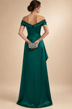 A Line/Princess Stand Collar Short Sleeve Long Elegant Mother of the Bride Dresses (SHI22500207)