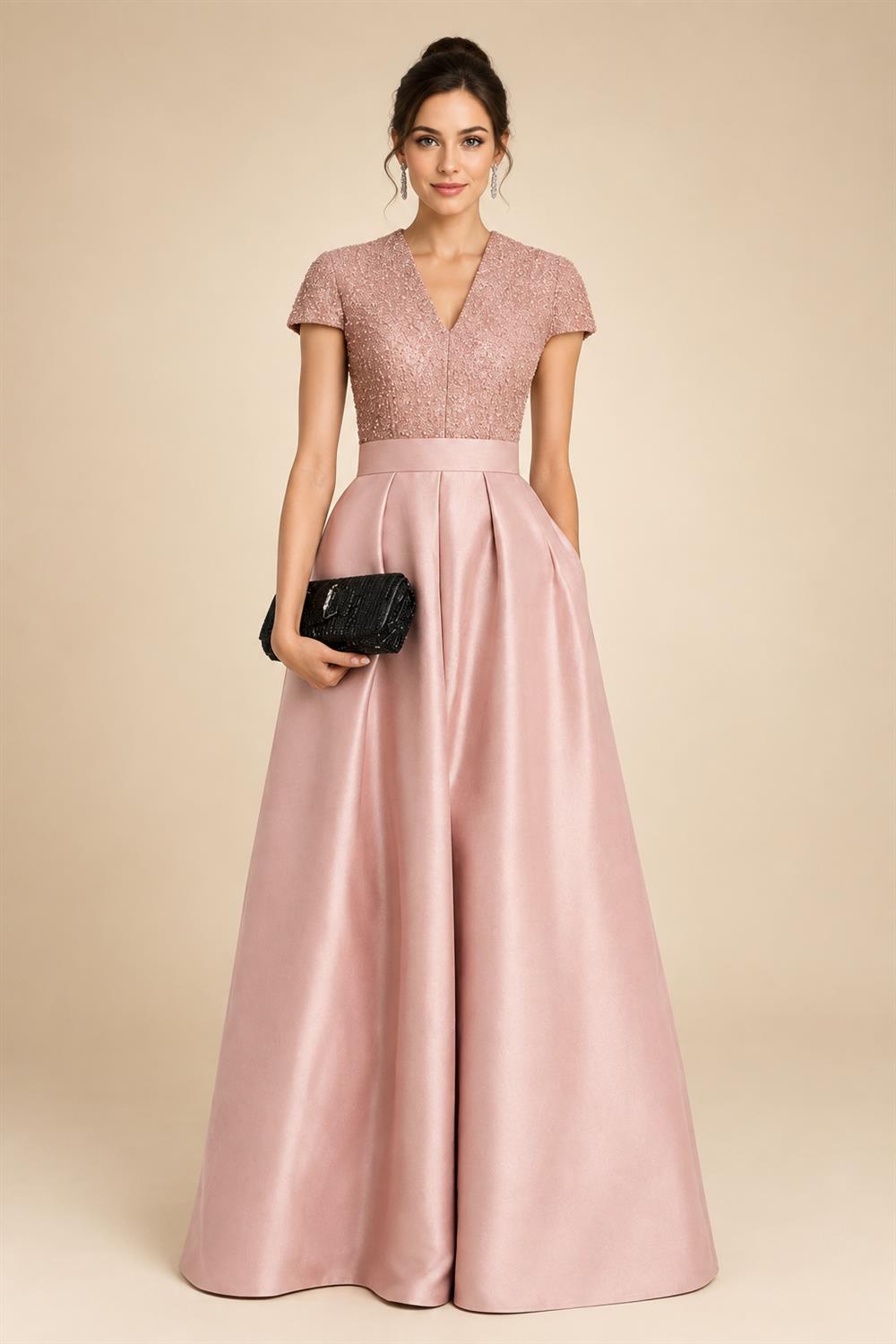 A-Line/Princess V-Neck Floor-Length Mother of the Bride & Groom Dresses with Ruffles & Ruched Waist (SHI22501284)