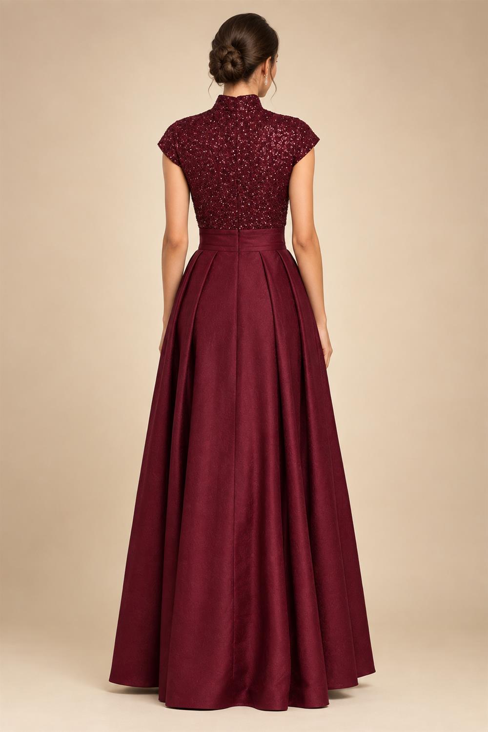 A-Line/Princess V-Neck Chiffon Maxi Mother of the Bride & Groom Dresses with Feather Trim & Pleats (SHI22501651)
