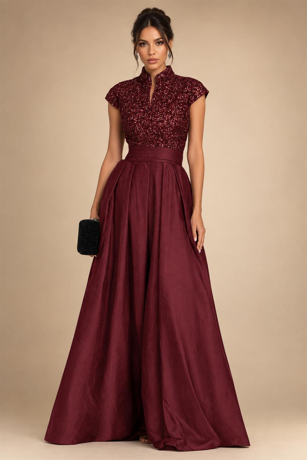 A-Line/Princess V-Neck Chiffon Maxi Mother of the Bride & Groom Dresses with Feather Trim & Pleats (SHI22501651)
