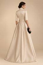 A-Line/Princess Scoop Neck Jacquard Floor-Length Mother of the Bride & Groom Dresses with Ruched Waist (SHI22501615)