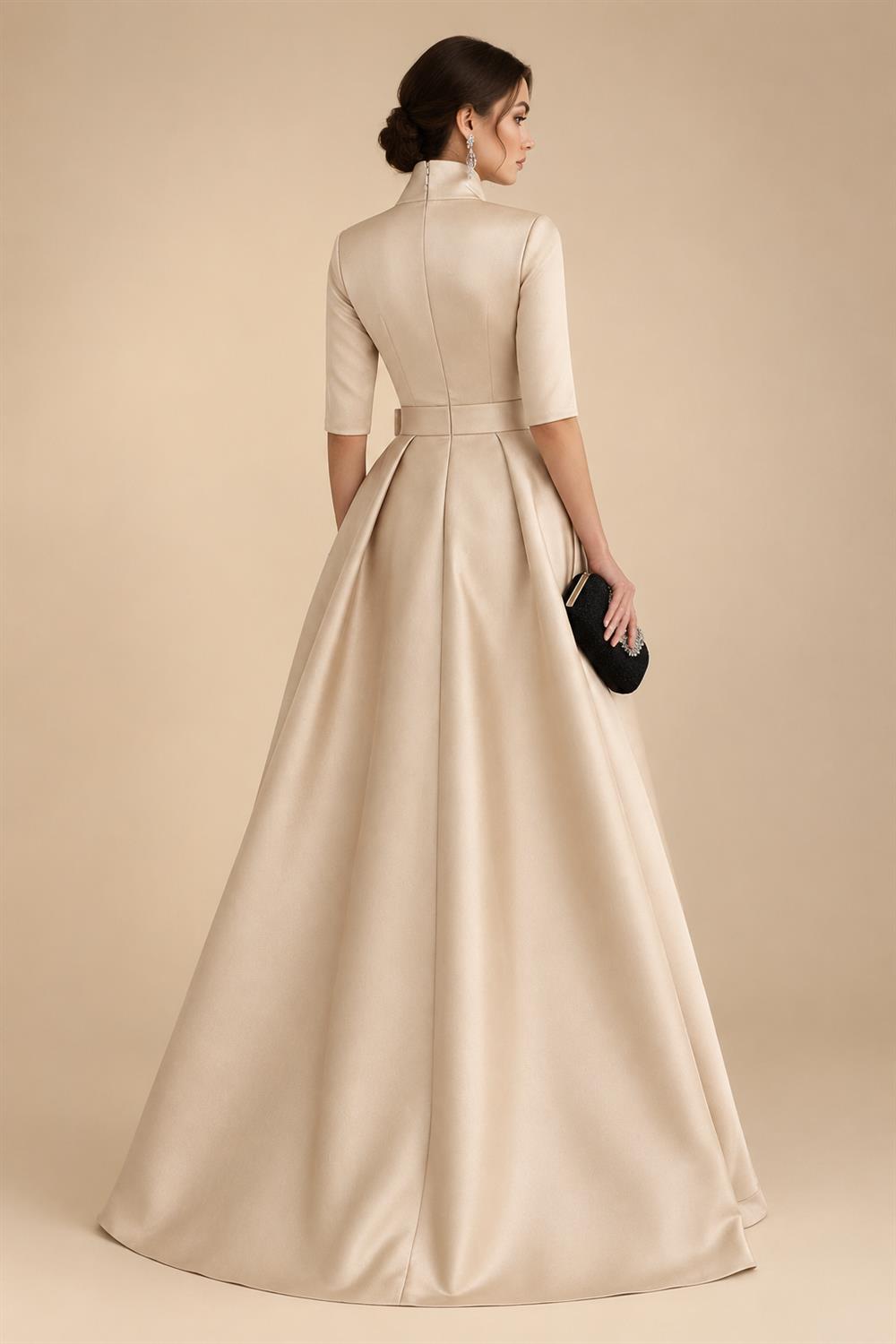 A-Line/Princess Scoop Neck Jacquard Floor-Length Mother of the Bride & Groom Dresses with Ruched Waist (SHI22501615)