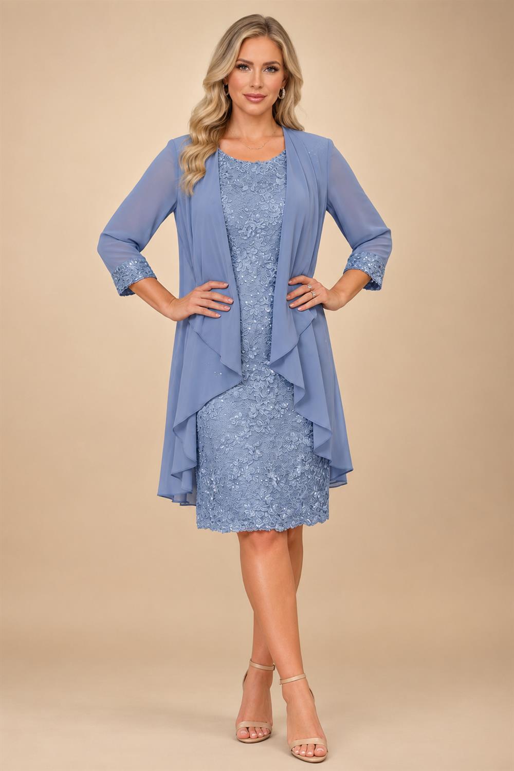 Chiffon A-Line/Princess Scoop Neck Short Mother of the Bride & Groom Dresses Tiered (SHI22500912)
