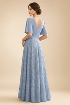 A-Line/Princess V-Neck Chiffon Maxi Mother of the Bride & Groom Dresses with Rhinestones & Pleats (SHI22501693)