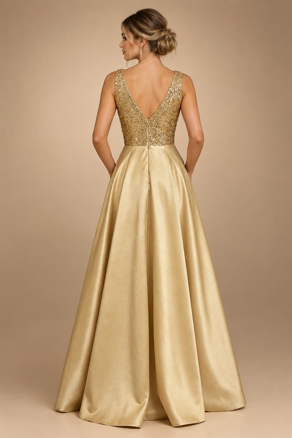 A-Line Metallic Satin Off Shoulder Bow Mother of the Bride & Groom Dresses with Floral Lace Appliques, Ruched Waist & Sweep Train (SHI22500425)