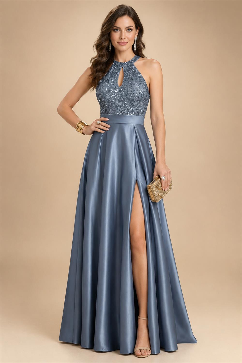 V Neck Satin Pleated Mermaid Mother of the Bride Dresses (SHIR1110589)