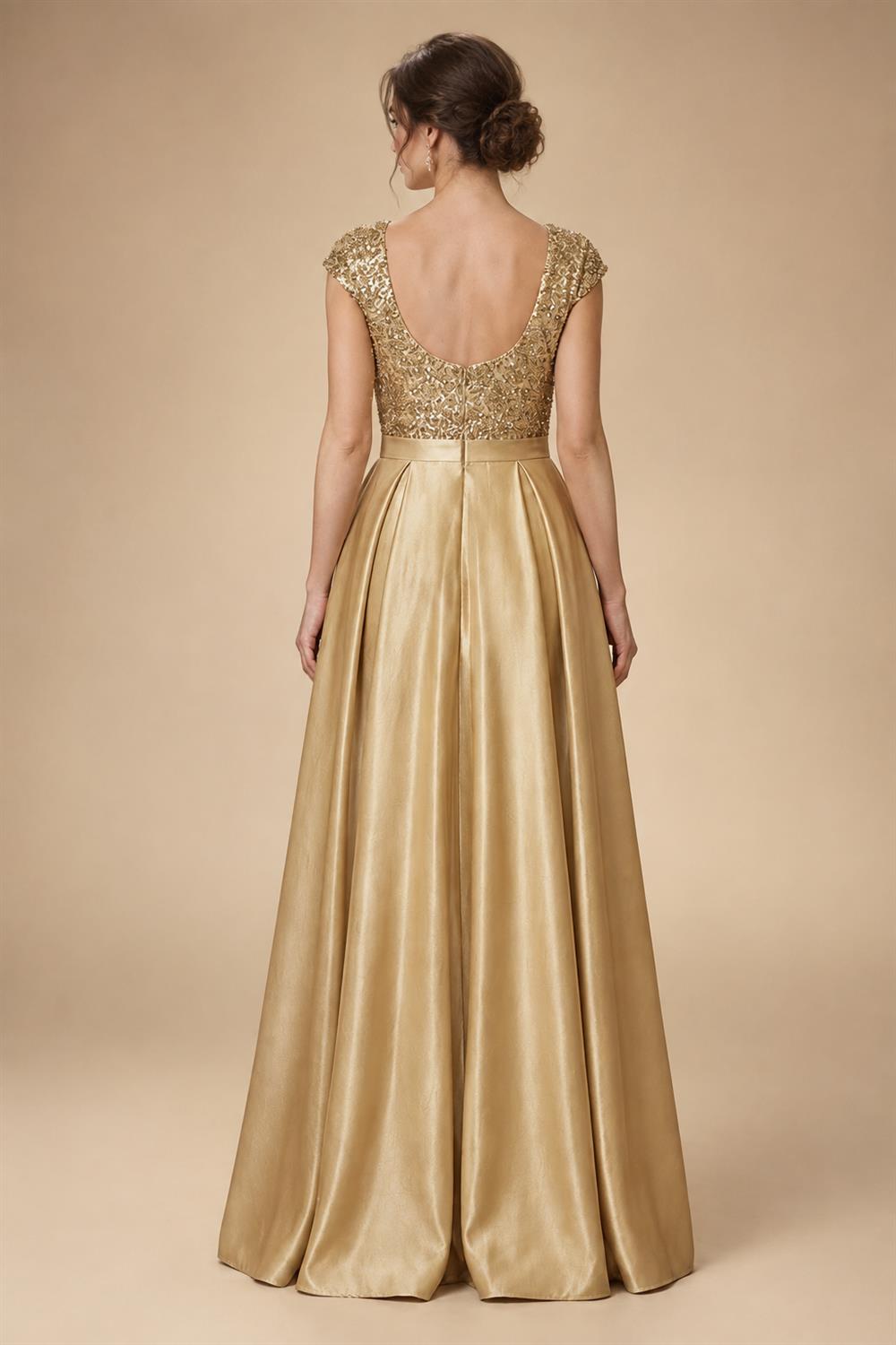 Jumpsuit V Neck Half Sleeve Long Sparkling Mother of the Bride Dresses with Belt (SHI22500201)