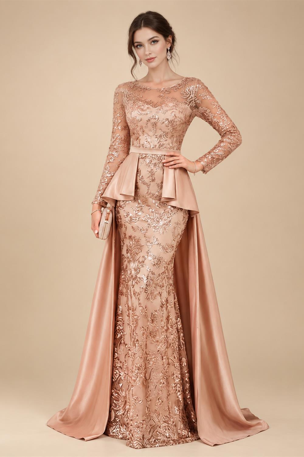 A-Line/Princess Sweetheart Chiffon Maxi Mother of the Bride & Groom Dresses with Lace Appliques & Sweep Train (SHI22501652)