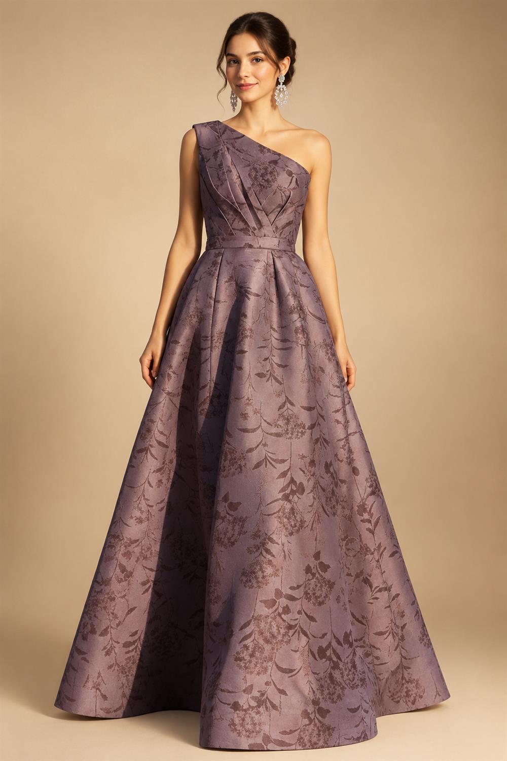 Mermaid Scoop Long Sleeve Floor Length Mother of the Bride Dresses with Peplum & Appliques (SHI22500269)