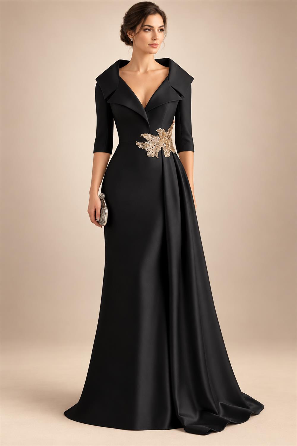 A-Line/Princess V-Neck Chiffon Floor-Length Mother of the Bride & Groom Dresses with Lace Appliques, Sequin & Ruffles (SHI22501608)