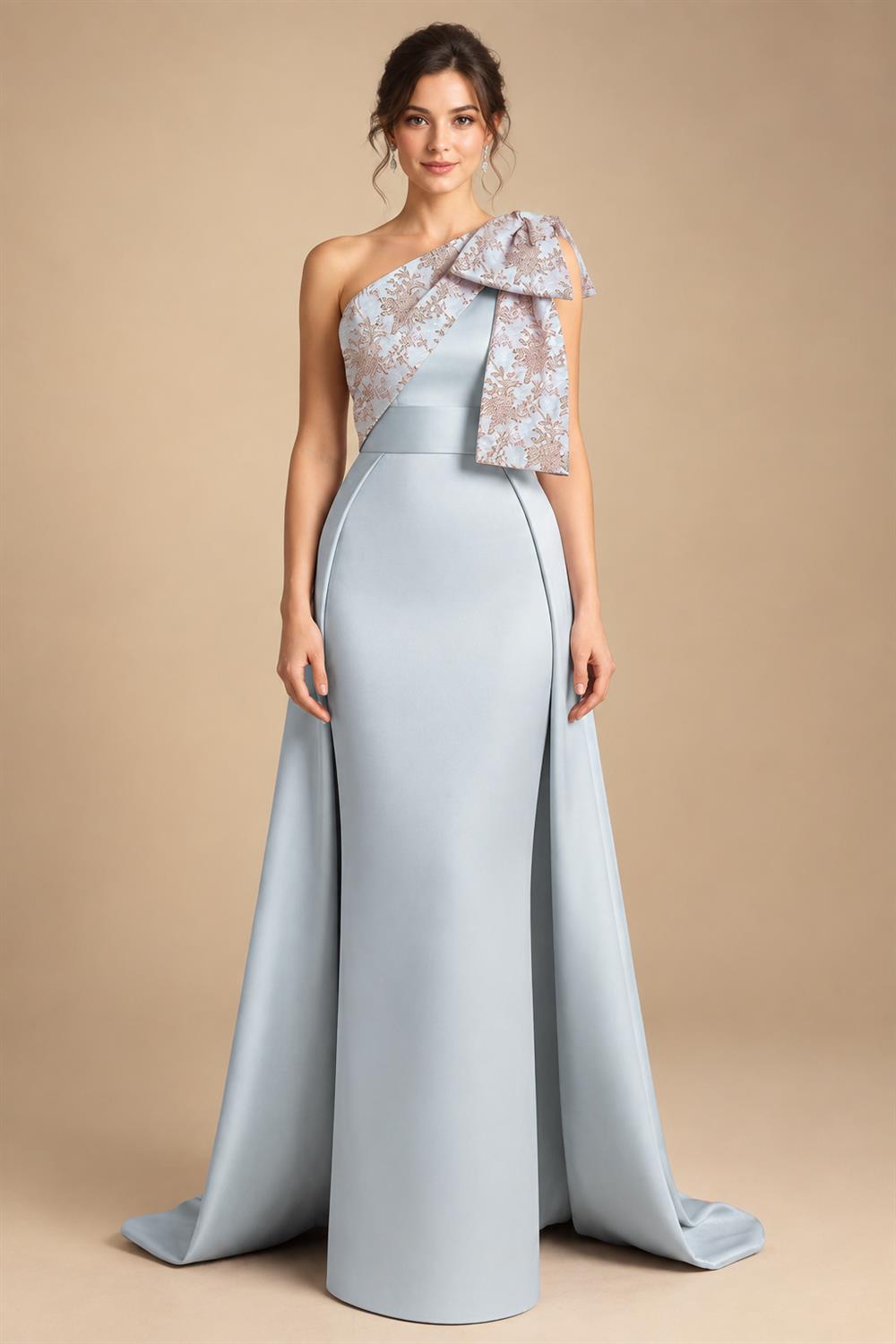 A-Line Lace Appliques Maxi Mother of the Bride & Groom Dresses with Flutter Sleeves Chiffon Bodice (SHI22500731)
