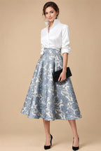 A-Line/Princess Pleated Two-Piece Tea-Length Mother of the Bride Dresses with Cascading Ruffles (SHI22500054)