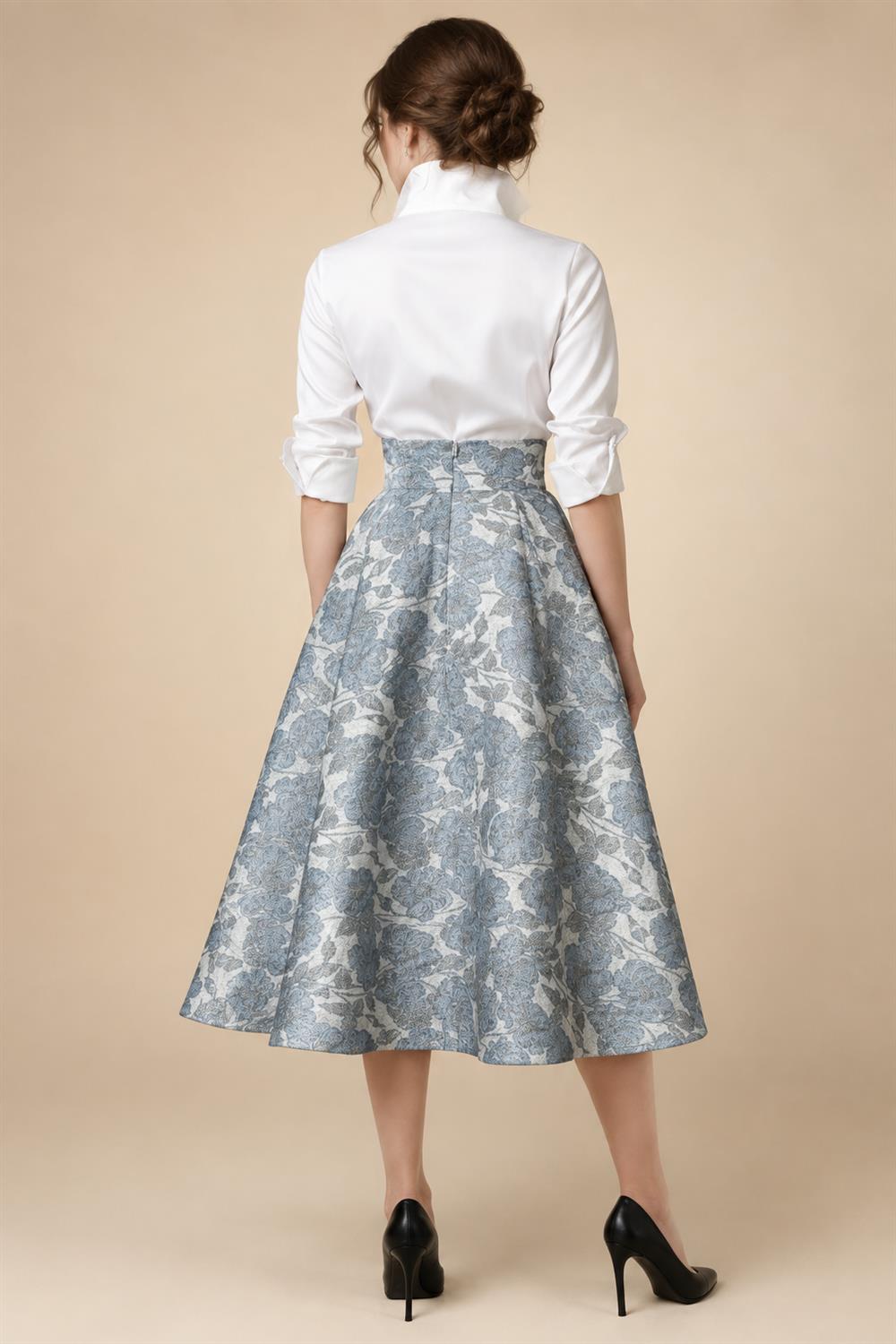 3/4 Sleeve Round Neck A-Line Midi Chiffon Mother of the Bride Dresses with Jacket (SHI22500386)