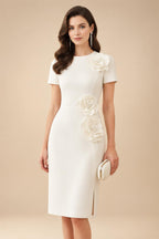 A-Line/Princess Scoop Neck Satin Maxi Mother of the Bride & Groom Dresses with Sweep Train, Ruched Waist & Rhinestones (SHI22501654)