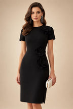 Satin Scoop Neck Mother of the Bride & Groom Dresses with 3D Flower (SHI22500338)