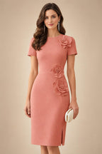 Satin Scoop Neck Mother of the Bride & Groom Dresses with 3D Flower (SHI22500338)