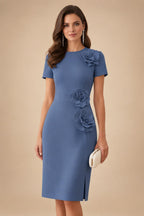 Satin Scoop Neck Mother of the Bride & Groom Dresses with 3D Flower (SHI22500338)