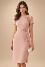 Satin Scoop Neck Mother of the Bride & Groom Dresses with 3D Flower (SHI22500338)