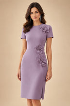 Satin Scoop Neck Mother of the Bride & Groom Dresses with 3D Flower (SHI22500338)