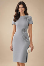 Satin Scoop Neck Mother of the Bride & Groom Dresses with 3D Flower (SHI22500338)