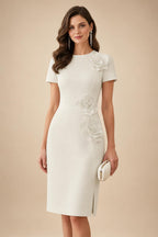 Satin Scoop Neck Mother of the Bride & Groom Dresses with 3D Flower (SHI22500338)