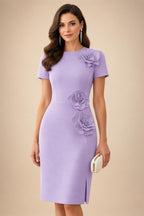 Satin Scoop Neck Mother of the Bride & Groom Dresses with 3D Flower (SHI22500338)