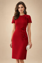 Satin Scoop Neck Mother of the Bride & Groom Dresses with 3D Flower (SHI22500338)