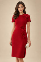 Satin Scoop Neck Mother of the Bride & Groom Dresses with 3D Flower (SHI22500338)
