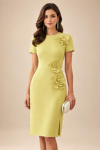 Satin Scoop Neck Mother of the Bride & Groom Dresses with 3D Flower (SHI22500338)