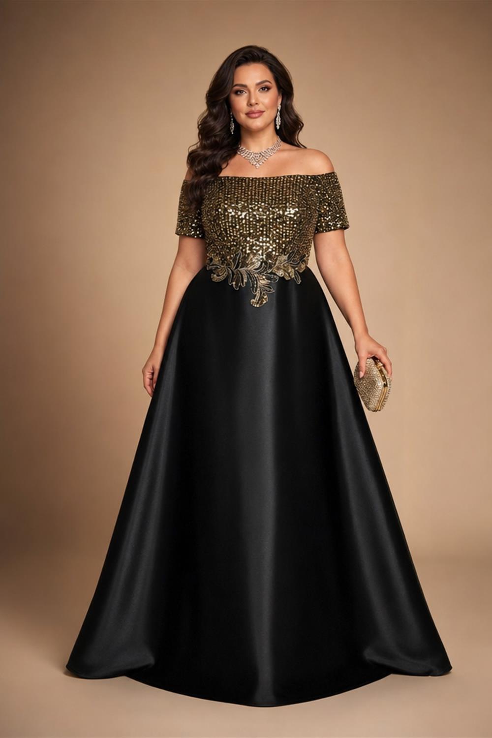 A-Line Chiffon 3/4 Flutter Sleeves Mother of the Bride & Groom Dresses with Beaded Lace Embroidered Bodice (SHI22500645)