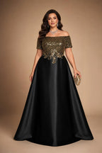 A-Line Chiffon 3/4 Flutter Sleeves Mother of the Bride & Groom Dresses with Beaded Lace Embroidered Bodice (SHI22500645)