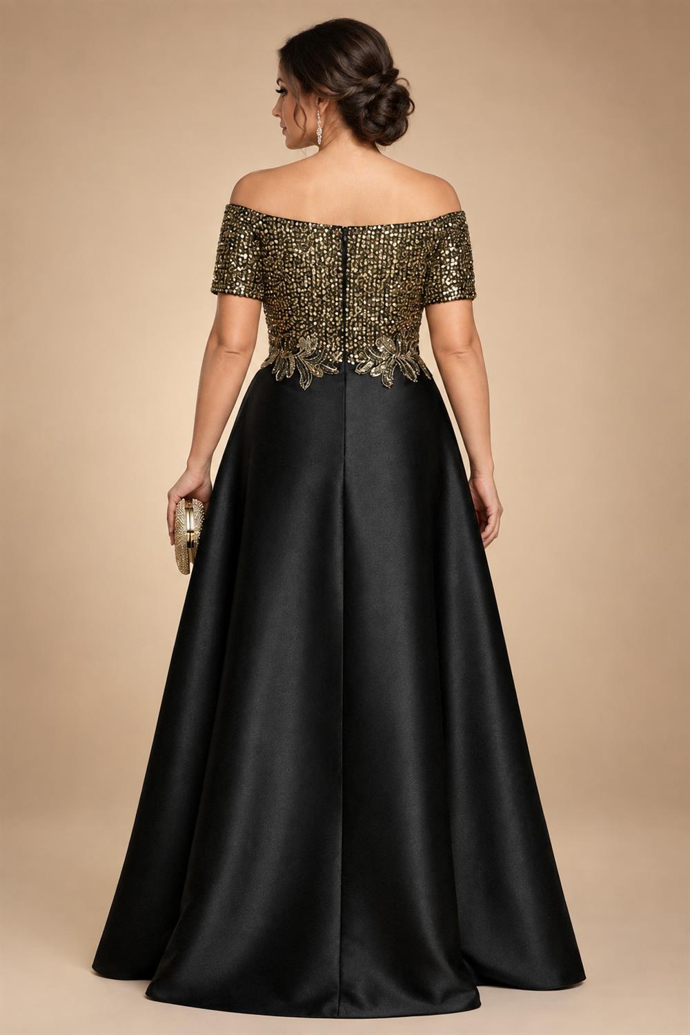 A-Line Chiffon 3/4 Flutter Sleeves Mother of the Bride & Groom Dresses with Beaded Lace Embroidered Bodice (SHI22500645)
