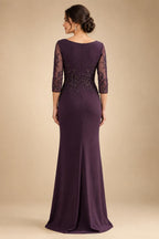 A-Line/Princess Off Shoulder Chiffon Floor-Length Mother of the Bride & Groom Dresses with Lace Appliques & Pleats (SHI22501566)