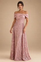 A-Line/Princess Scoop Neck Chiffon Maxi Mother of the Bride & Groom Dresses with Lace Appliques, Sweep Train & Pleats (SHI22501636)