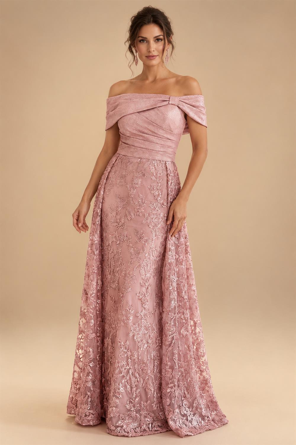 A-Line/Princess Halter Lace Appliques Tea-Length Mother of the Bride & Groom Dresses with 3D Flowers & Ruched Waist (SHI23001321)