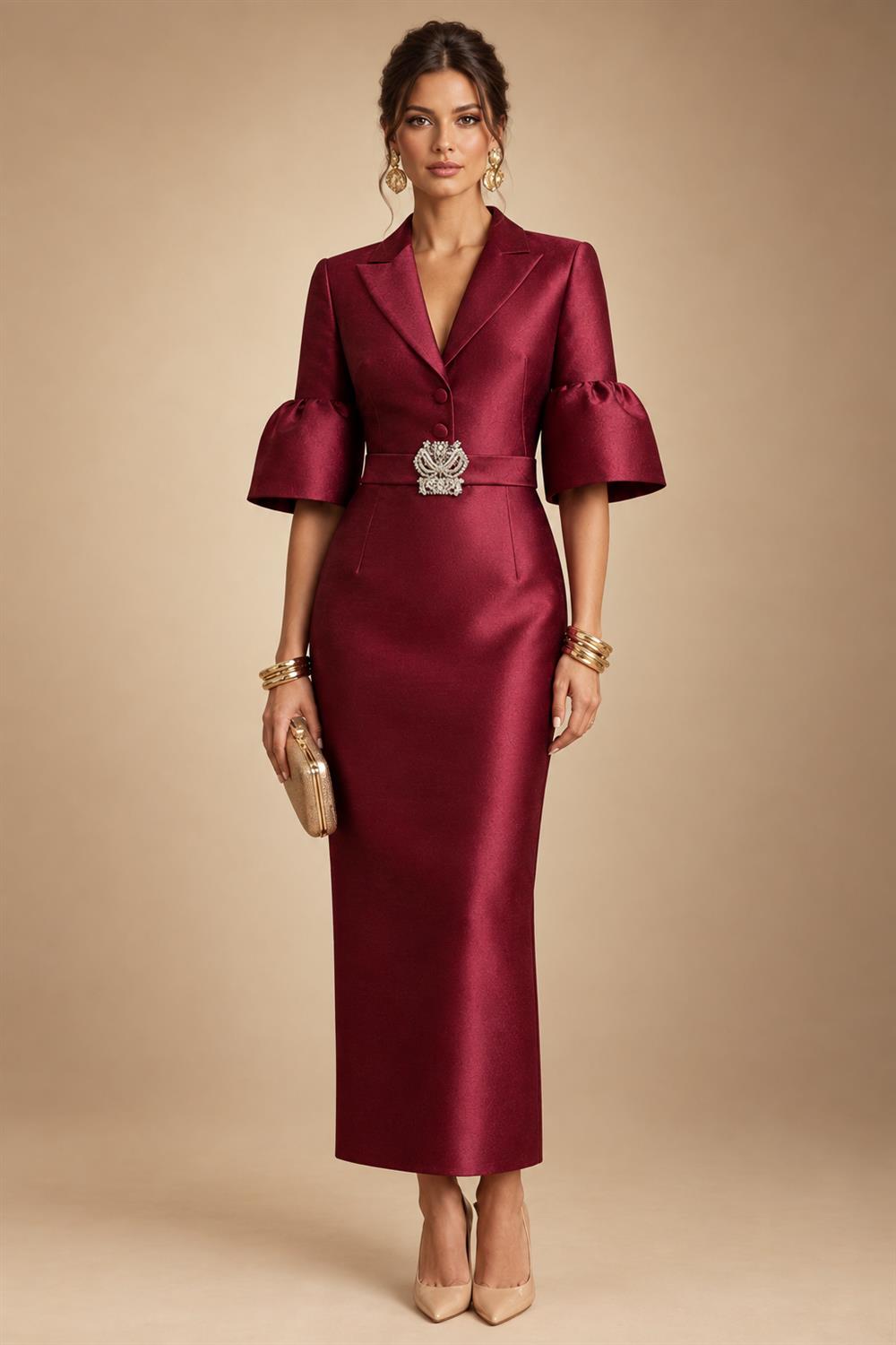 A-Line/Princess V-Neck Chiffon Floor-Length Mother of the Bride & Groom Dresses with Lace Appliques & Ruched Waist (SHI22501678)