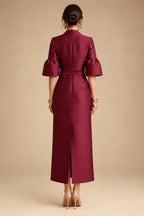 Sheath/Column Strapless Stretch Jersey Maxi Mother of the Bride & Groom Dresses with 3D Flowers & Slit (SHI22501694)