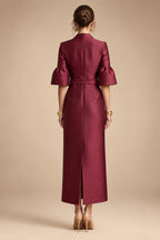 A-Line/Princess V-Neck Chiffon Maxi Mother of the Bride & Groom Dresses with Ruffles, Slit, Ruched Waist & Rhinestones (SHI22501628)