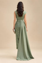 A-Line Lace Appliques Maxi Mother of the Bride & Groom Dresses with Flutter Sleeves Chiffon Bodice (SHI22500731)
