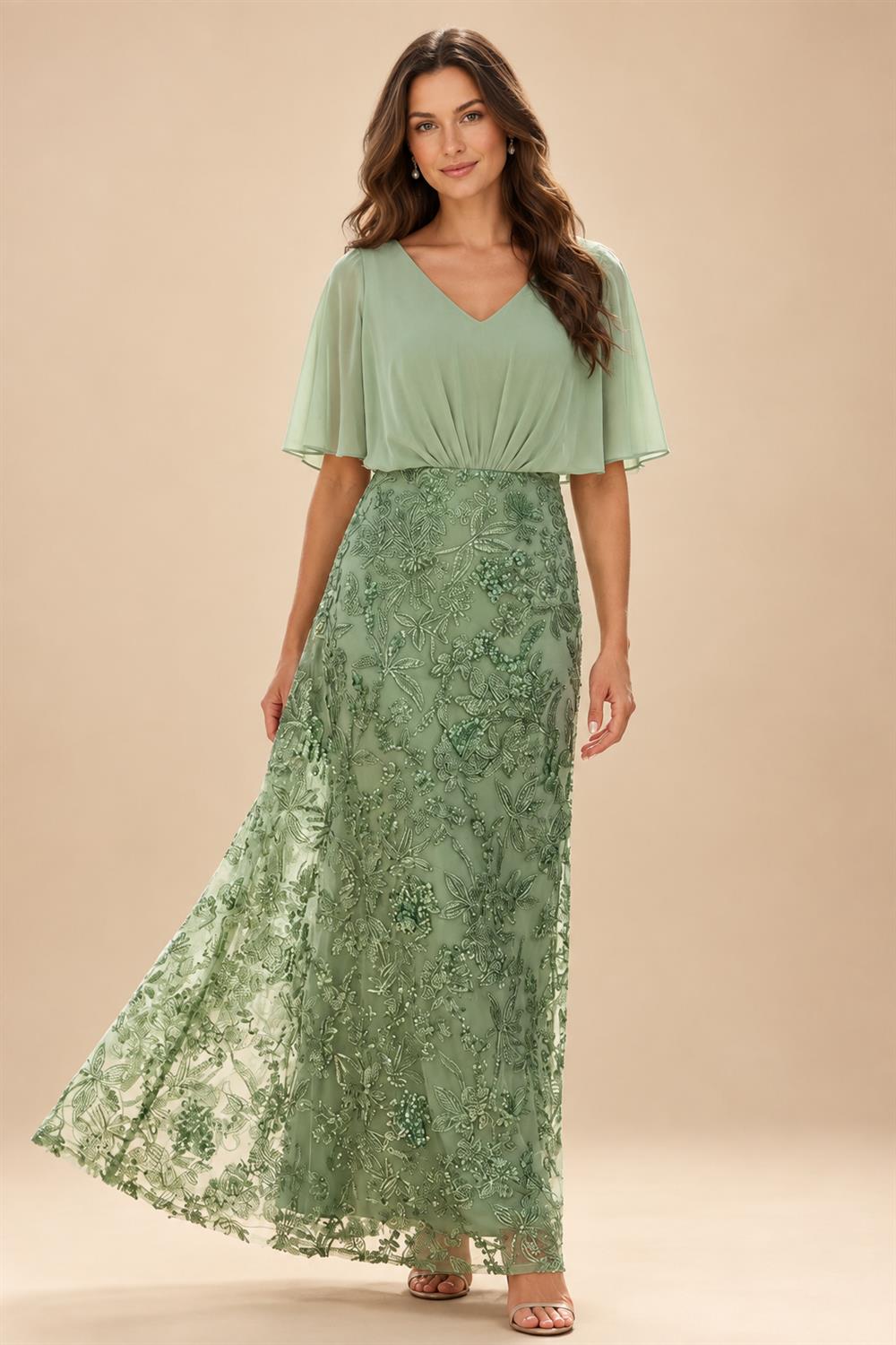 A-Line Chiffon Tiered Ruffles Mother of the Bride & Groom Dresses with Ruched Waist (SHI22500724)
