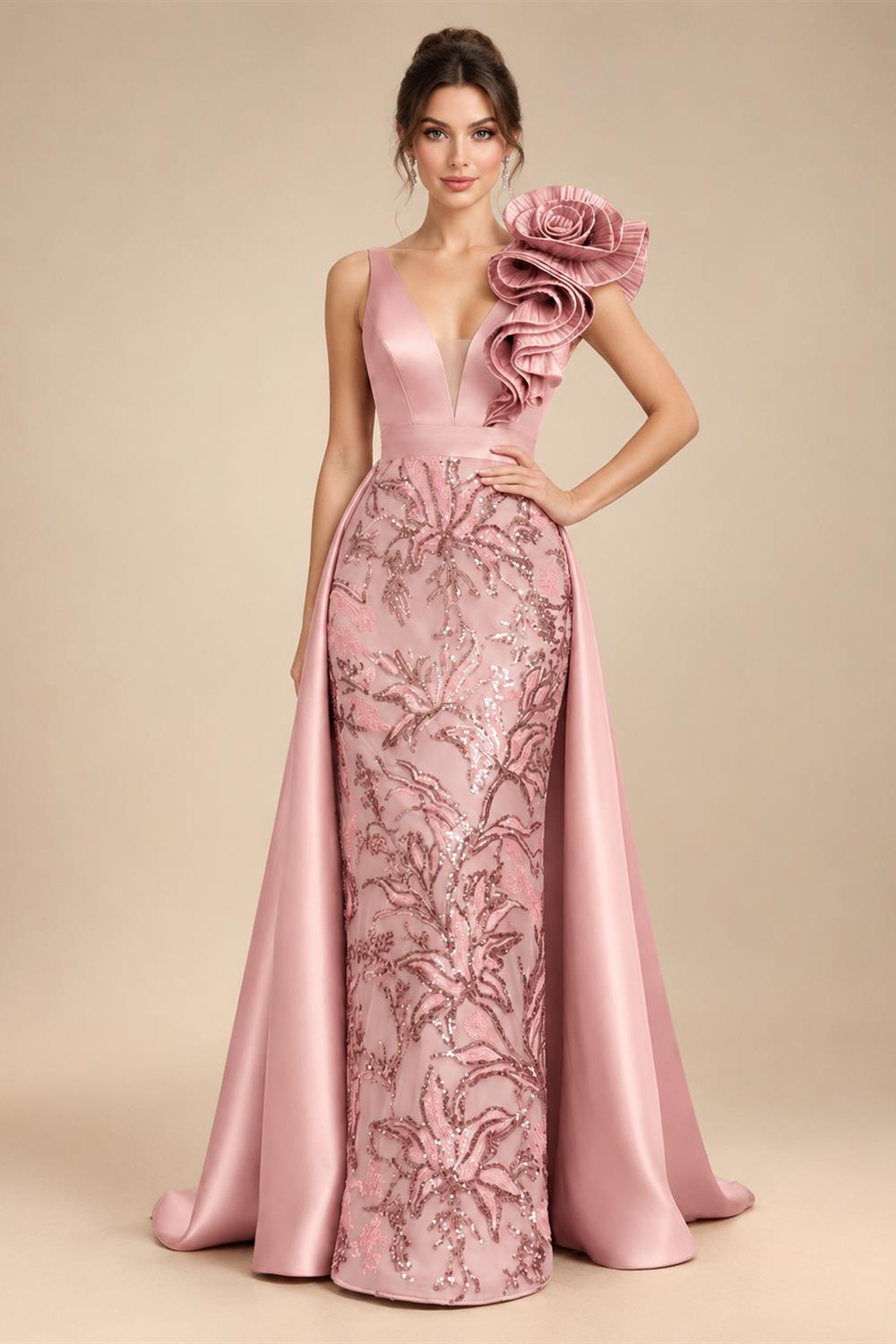 Sleeveless Lace Appliques Mother of the Bride Dresses with 3D Flower (SHI22500545)