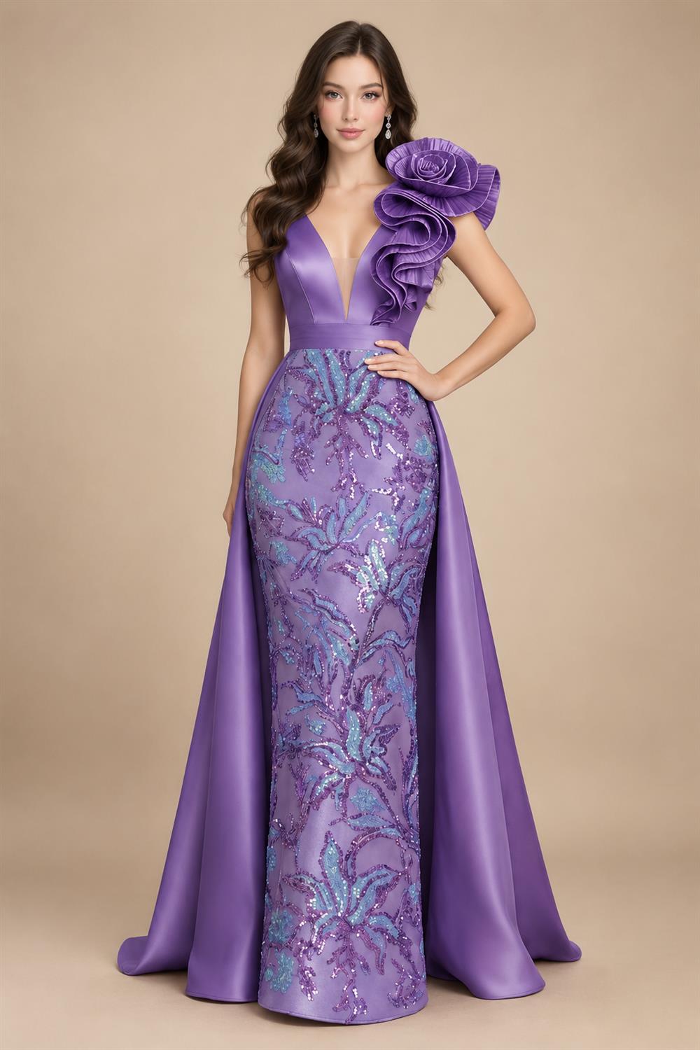 Sleeveless Lace Appliques Mother of the Bride Dresses with 3D Flower (SHI22500545)